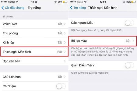 Lỗi Màn Hình iPhone 6 Bị Vàng Xung Quanh 6 Thích nghi bộ lọc màu cho lỗi màn hình iPhone 6 bị vàng