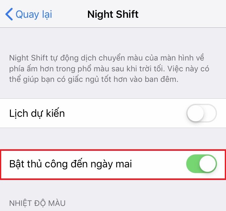 Cách khắc phục lỗi màn hình iPhone 6 bị ố vàng 4 Cài đặt chế độ " Night Shift " cho màn hình iPhone 6-1