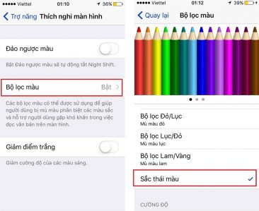Lỗi màn hình iPhone 6 bị vàng xung quanh 8 Sắc thái màu được chỉnh để hết lỗi màn hình iPhone 6 bị vàng