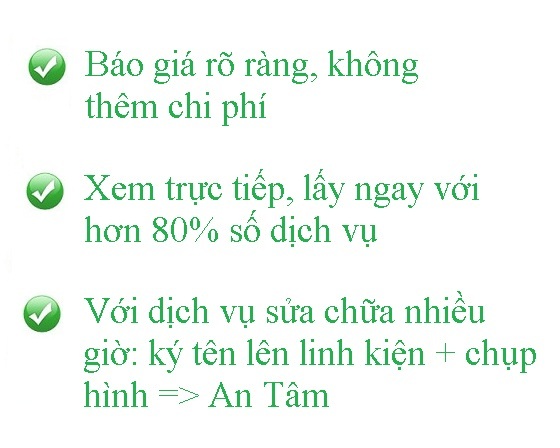 Báo giá rõ ràng, khách hàng tuyệt đối an tâm với các dịch vụ tốt nhất khi thay màn hình, thay pin, thay mặt kính, ép kính, thay camera,...sửa iPhone, Samsung, Oppo, LG, iPad, HTC,...