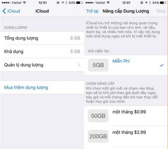 Làm trống bộ nhớ bằng iCloud tránh gặp tình trạng màn hình iPhone 6 bị đơ