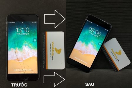 Cẩn thận khi ép kính iPhone 6S Plus 1 Chụp tình trạng ép kính iPhone 6S Plus trước và sau