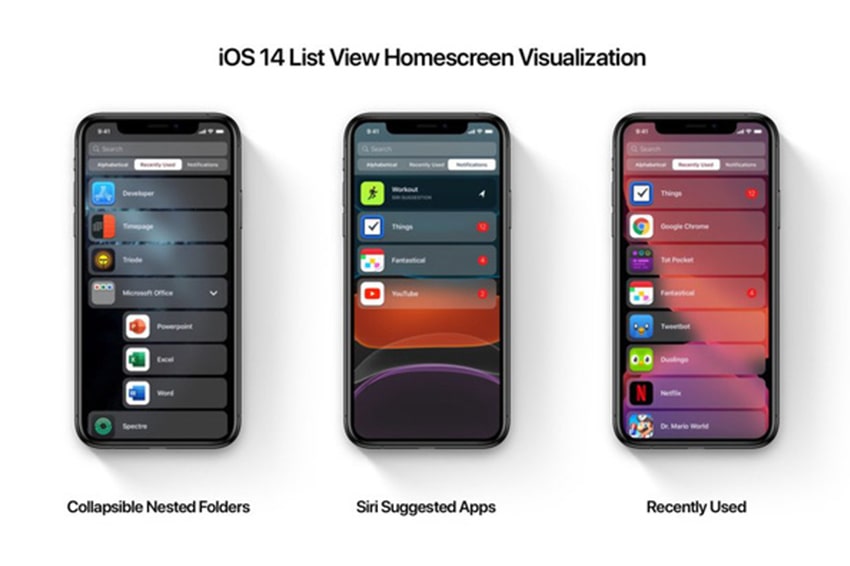 iOS 14 sẽ không hiển thị dạng lưới mà sang dạng danh sách