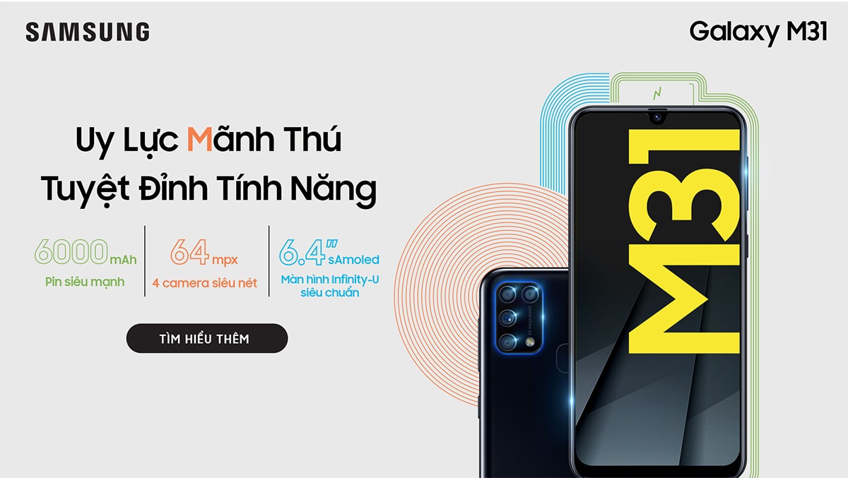 Siêu pin mãnh thú Galaxy M31 ra mắt tại Việt Nam giá chưa đến 7 triệu