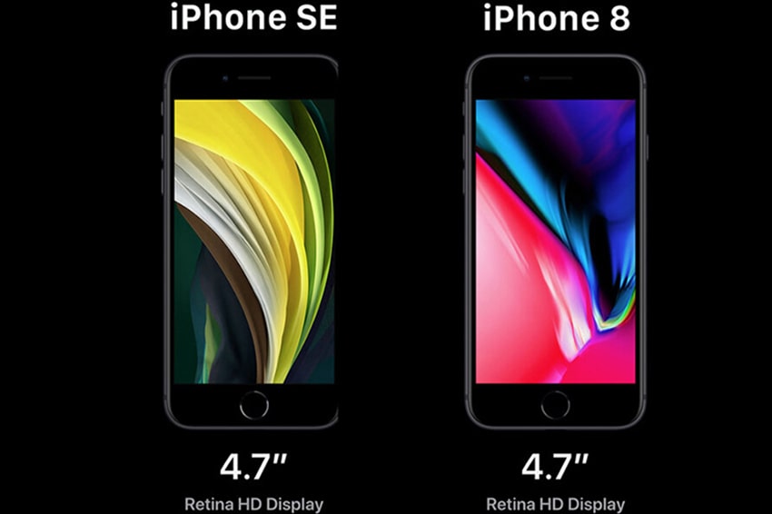 Mặt trước của SE 2020 và iPhone 8 đều được trang bị công nghệ Retina