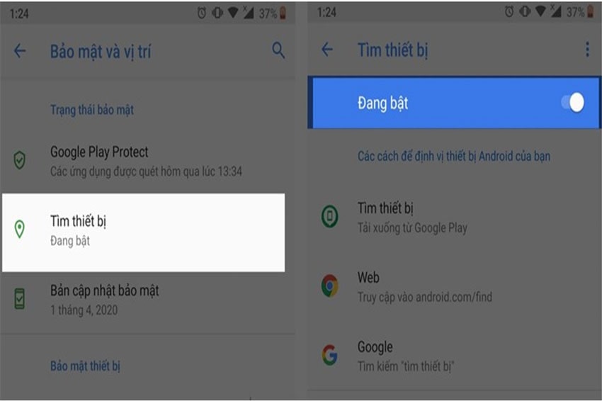 Tìm lại smartphone bị mất - Bước 2