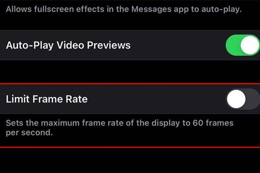 Tính năng Limit Frame Rate trên iOS 14 betaTính năng Limit Frame Rate trên iOS 14 beta