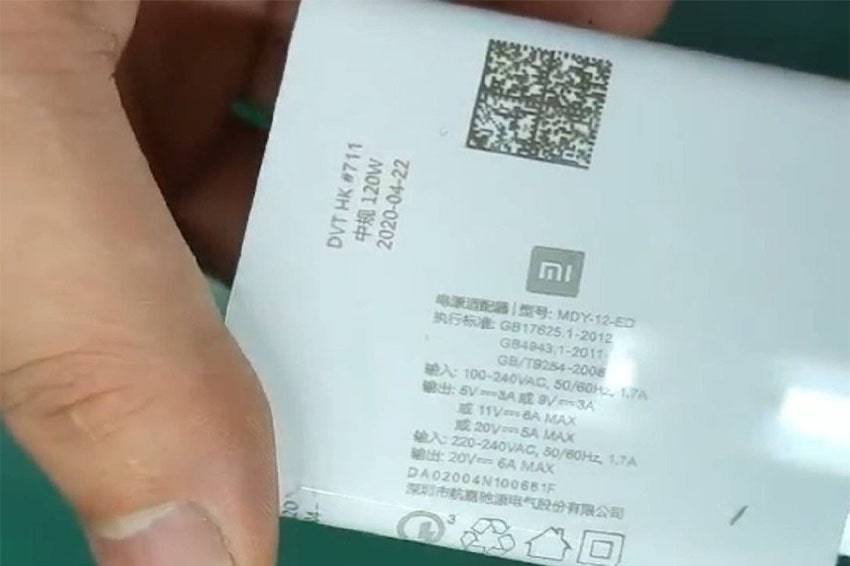 Lò sạc “khủng" của Xiaomi hỗ trợ dòng điện 20V/6A, 20V/5A và 11V/6A