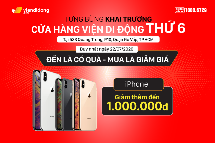 Tưng bừng khai trương cửa hàng Viện Di Động thứ 6: Cơ hội mua iPhone giảm ngay 1 triệu, sở hữu iPhone 7 chỉ với 990k, phụ kiện chỉ từ 99k 850x566 Banner khai trương 3