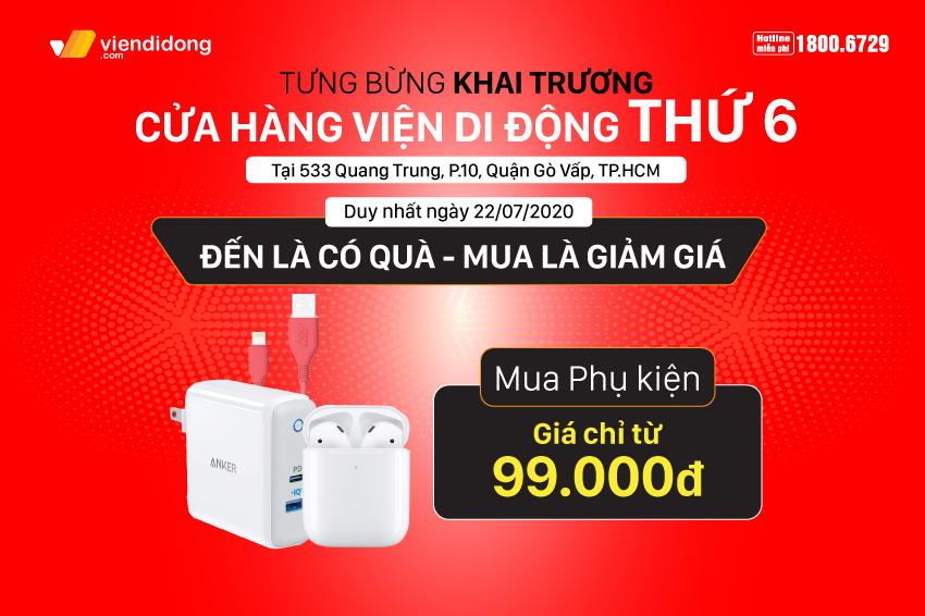 Tưng bừng khai trương cửa hàng Viện Di Động thứ 6: Cơ hội mua iPhone giảm ngay 1 triệu, sở hữu iPhone 7 chỉ với 990k, phụ kiện chỉ từ 99k 850x566 Banner khai trương 5