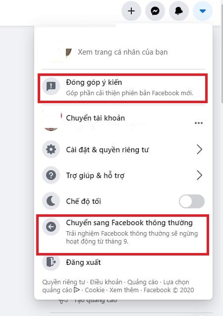 chuyển sang giao diện cũ trên facebook