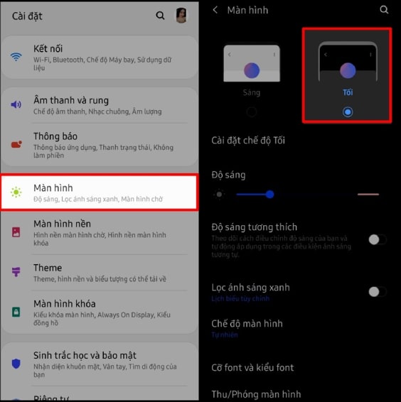 Tiết kiệm pin: Sử dụng chế độ (Dark mode)