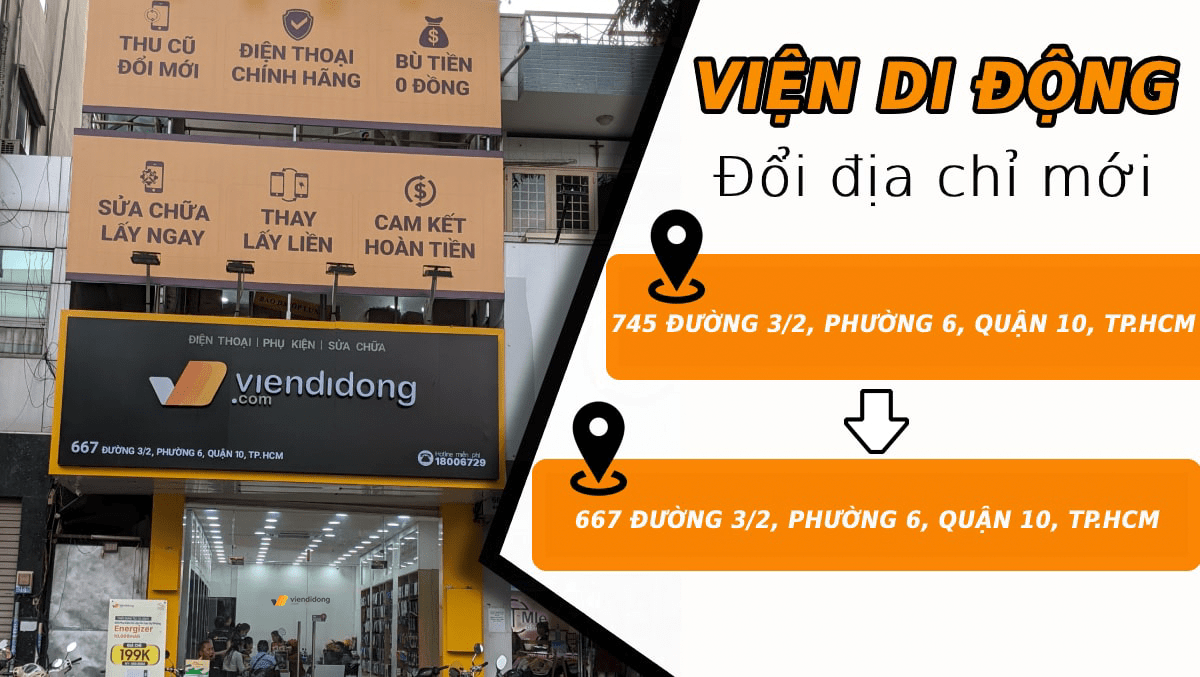 Viện Di Động CHÍNH THỨC chuyển đổi chi nhánh sang 667 Đường 3/2, Phường 6, Quận 10, TP.HCM