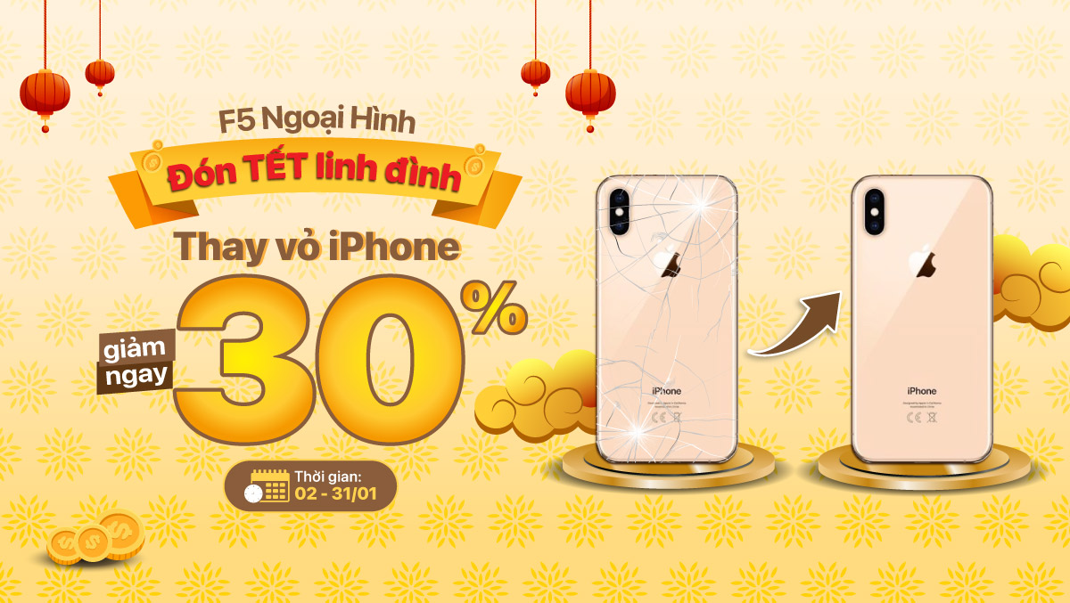 F5 ngoại hình, Giảm ngay 30% khi tham gia thay vỏ iPhone tại Viện Di Động