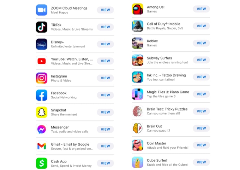 Top 20 ứng dụng và game được tải nhiều nhất trên App Store trong năm 2020